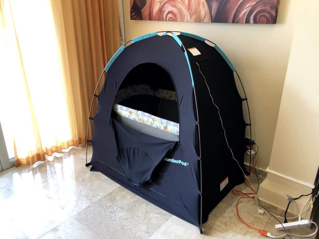 SlumberPod in hotel room