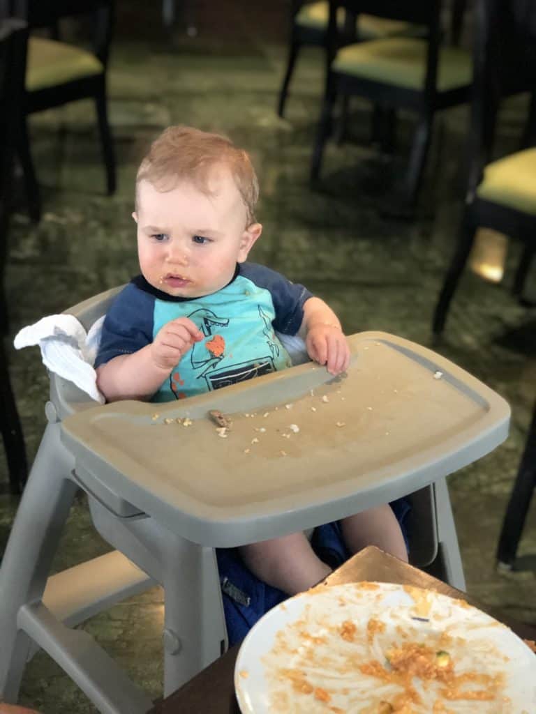 baby eating high chair