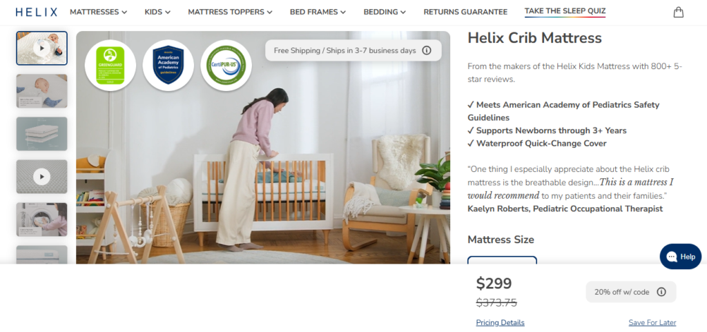 Helix Crib Mattress: Best Overall for Fast Cleanup